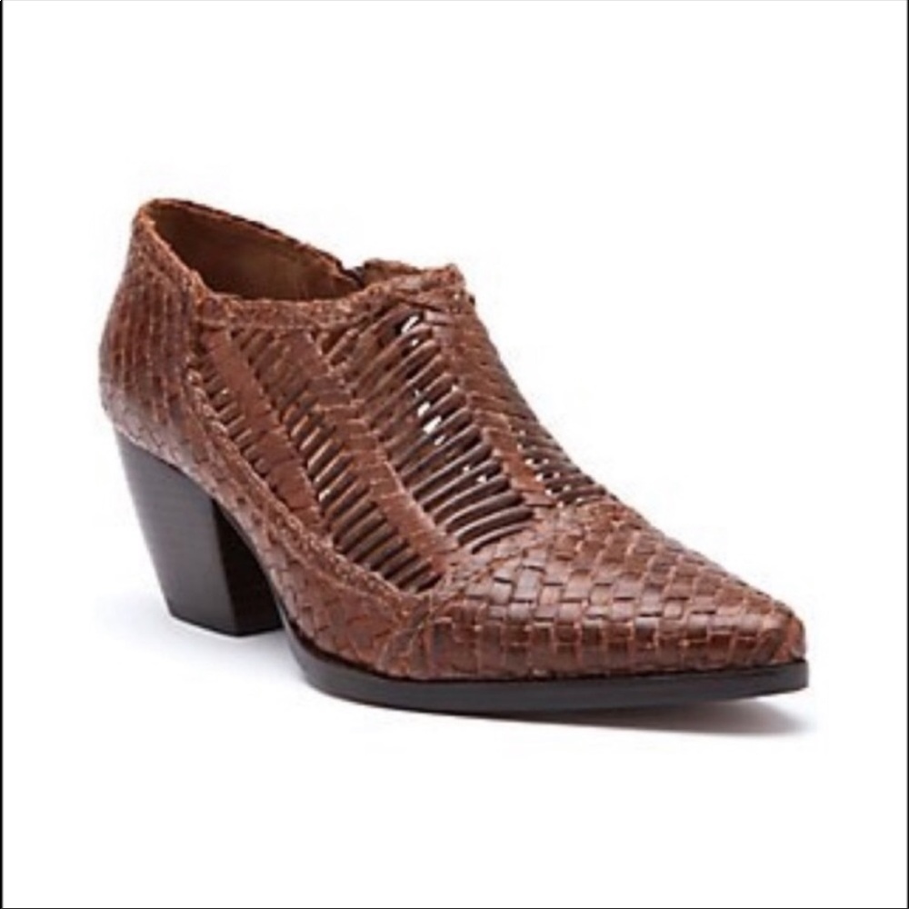 Matisse Vigo Brown Leather Woven Ankle Booties 8.5 M
